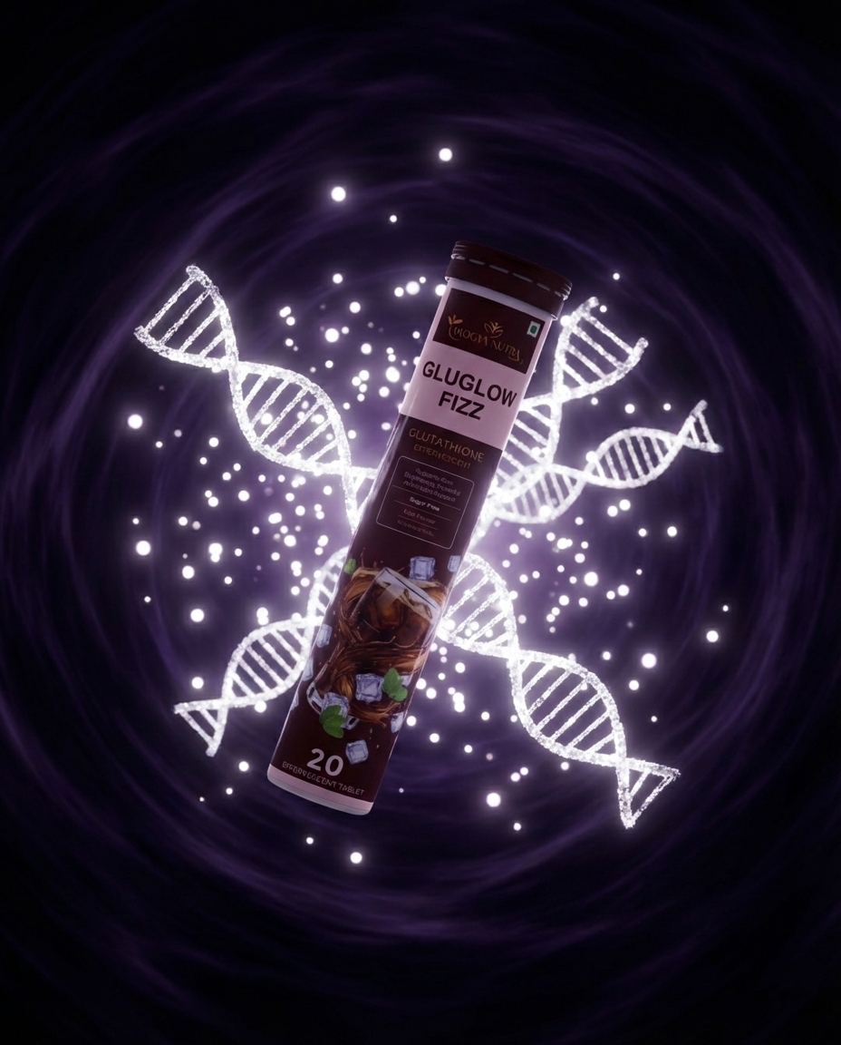 Gluglow Pizz package with a glowing effect on a dark background