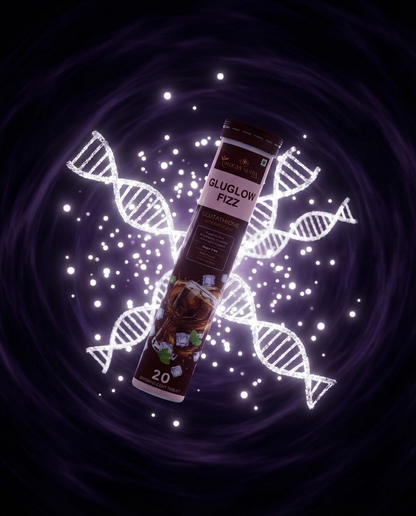 Gluglow Pizz package with a glowing effect on a dark background